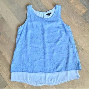 SALE! Periwinkle Blue Layered Tank Top Floral Design